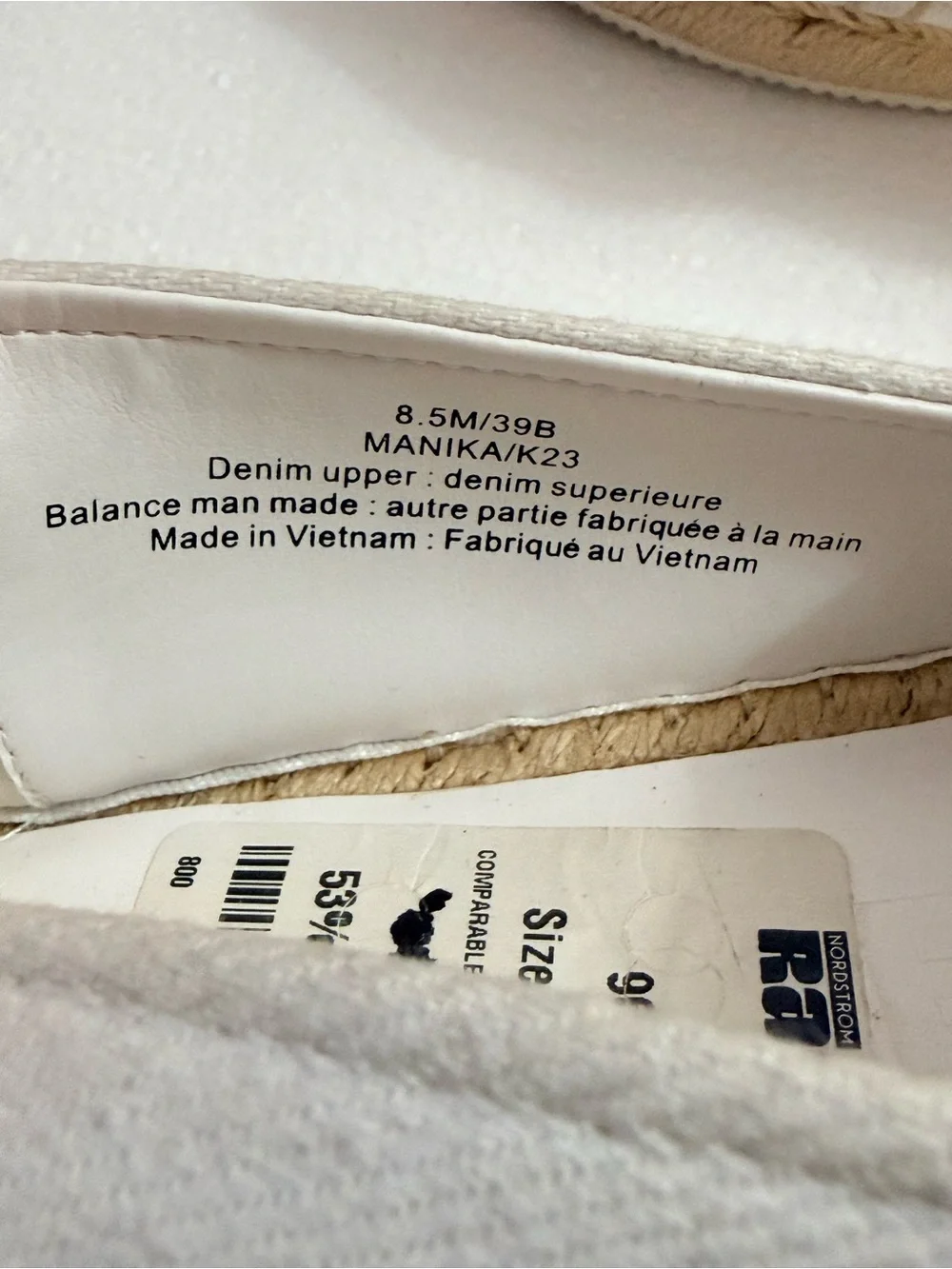 Karl Lagerfeld White Crystal Logo Espadrille Flats with Jute Sole